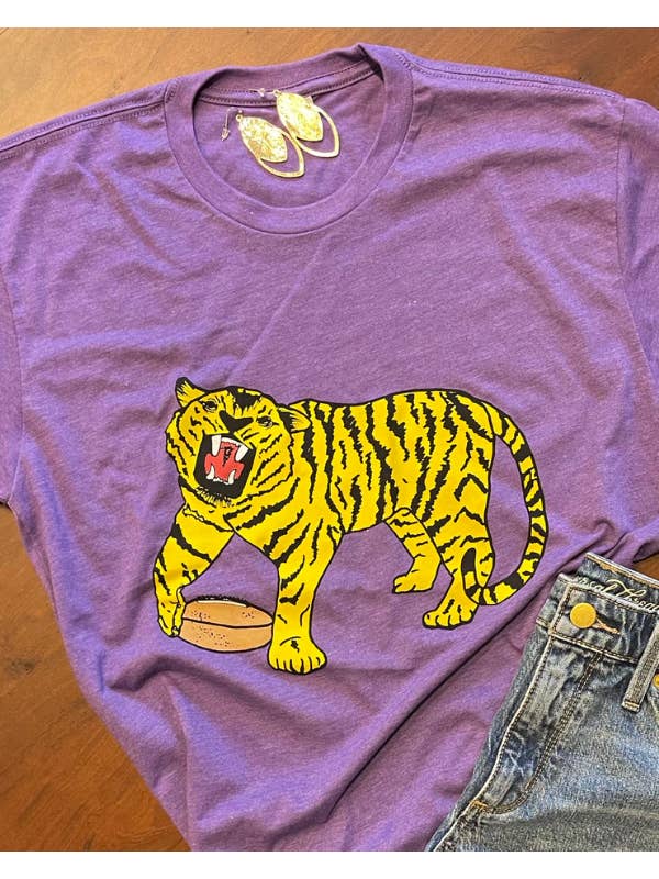 Purple Tiger Roar Short Sleeve Classic Tee for wholesale on Faire