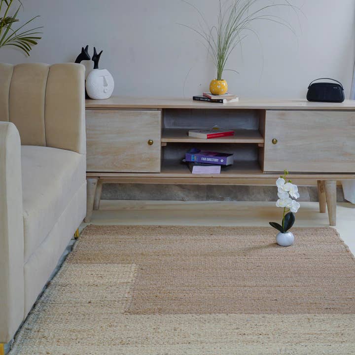 Chouhan Rugs - Wholesale Area rug - Off White and Beige Hemp Jute Rug, Vintage Large Area Hemp 2