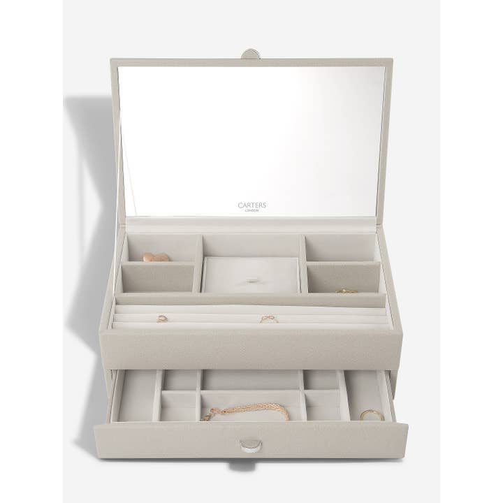 LC Designs Co Ltd - Venta al por mayor Joyero/organizador de joyas - Joyero Carters of London, tamaño mediano, color topo