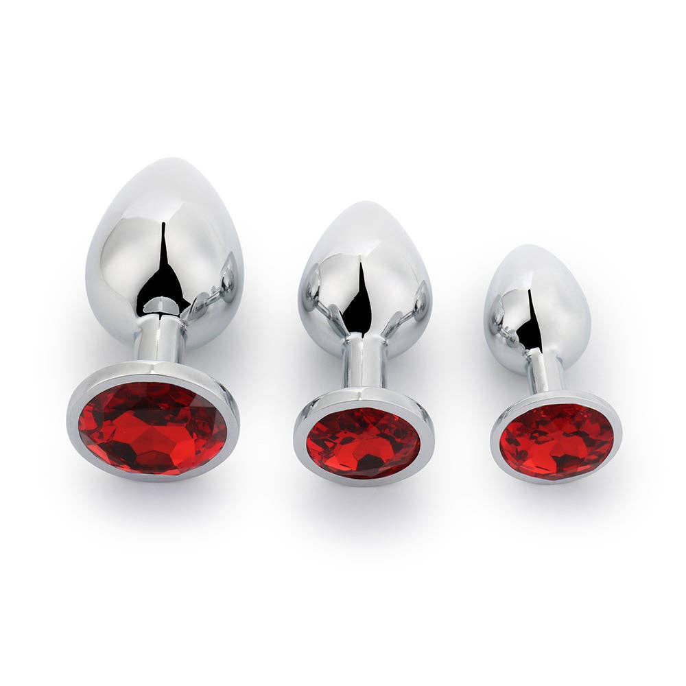 VIGOR - Wholesale Seksspeeltje - Ronde buttplug metaal met steen - MOQ 10 stuks16