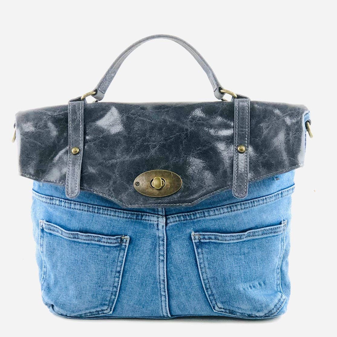 MILANO AMOUR - Wholesale Top Handle Bag - Women's - POSTINA LEONARDO VINTAGE DENIM PATTA SHINYLAMB COVER1