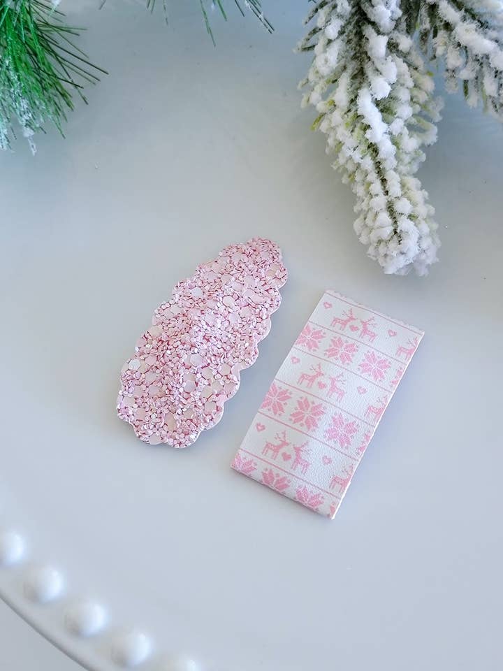 Snap Clip Mix Set-Pink Reindeer Sweater for wholesale by Dainty Delights Creations