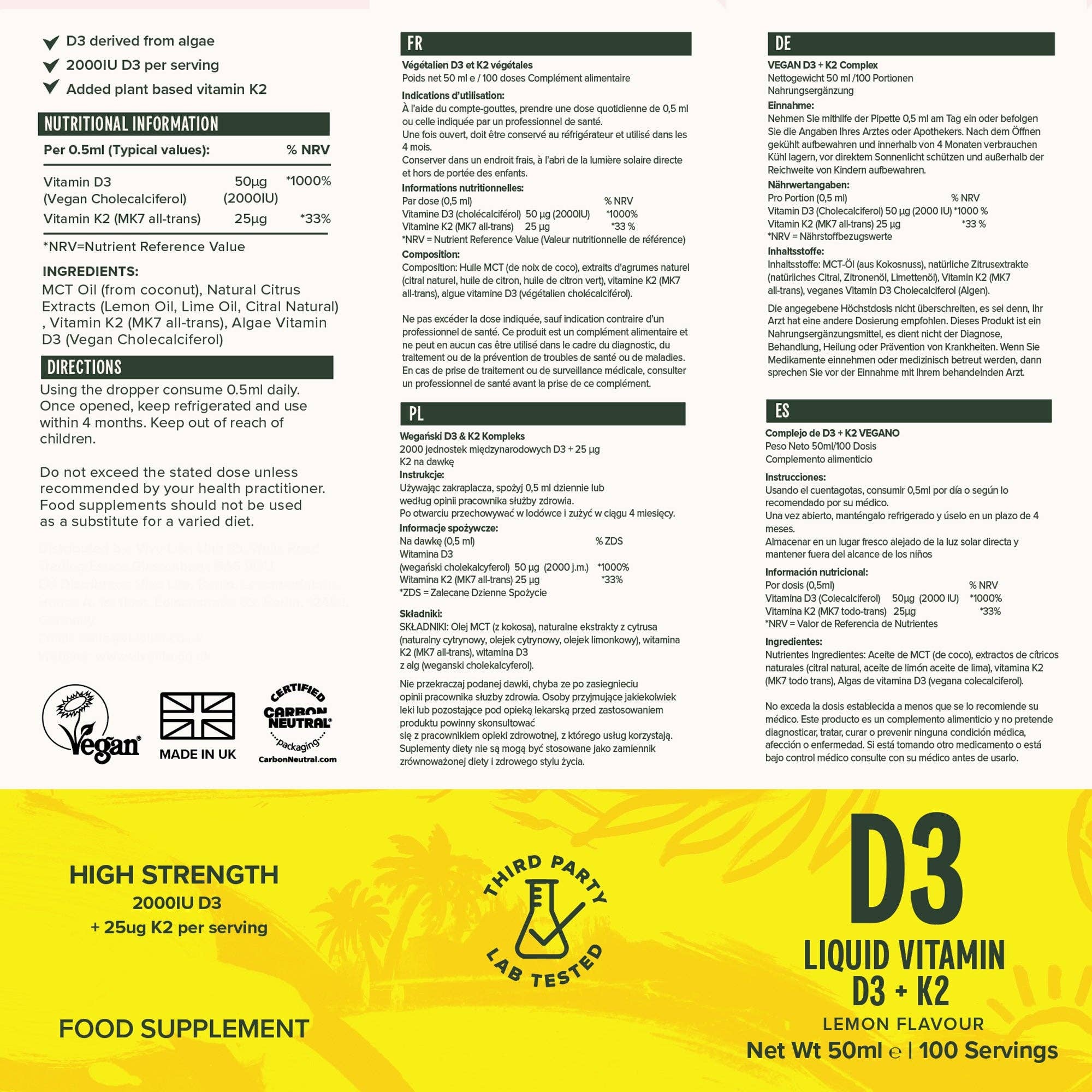 Vivo Life – wholesale Oral supplement/vitamin – Liquid Vitamin D3 & K2  / 50ml4