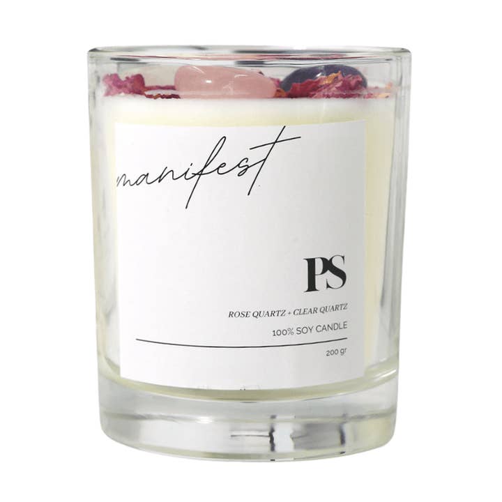 Manifest Gemstone Candle | Soy Wax | Golden Triangle for wholesale by Positivity Shop