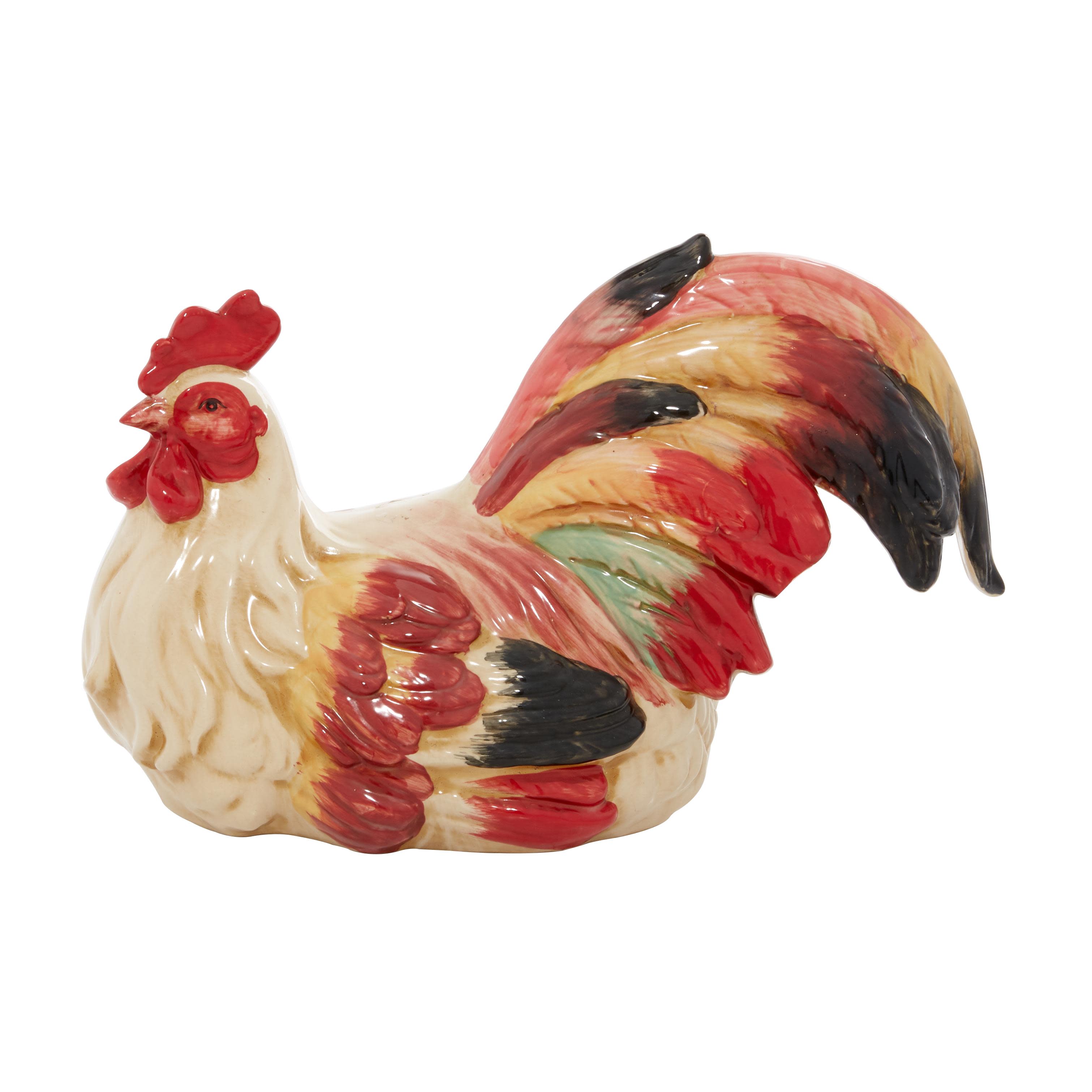 Import Corner – wholesale Sculpture – A-40775: CERAMIC ROOSTER 15"W, 9"H4