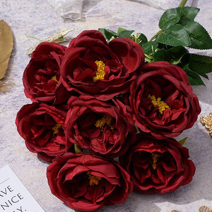 Sweet Home Deco - Wholesale Artificial Flowers - 17''T Artificial Austin Rose Bouquet, 7 Flower Heads, Colors6