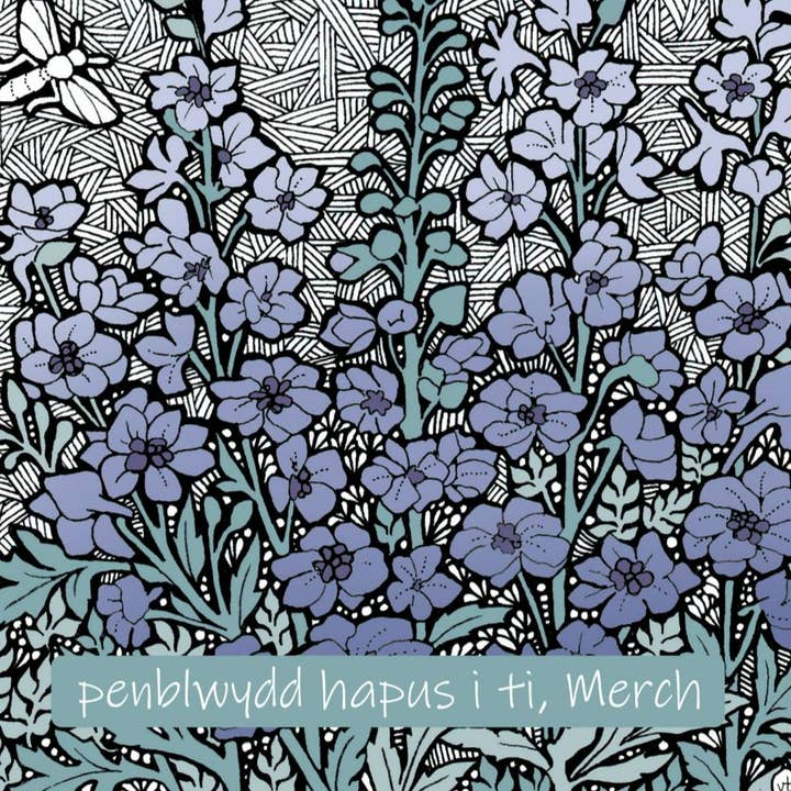 Penblwydd Hapus Merch (Happy Birthday Daughter) Delphiniums for wholesale by Alff a Bet Design