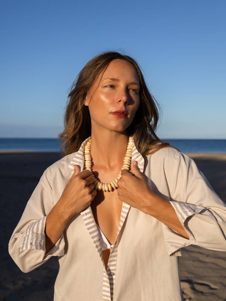 Vestido Riga - Rayas Marrones para venta al por mayor de Sitano