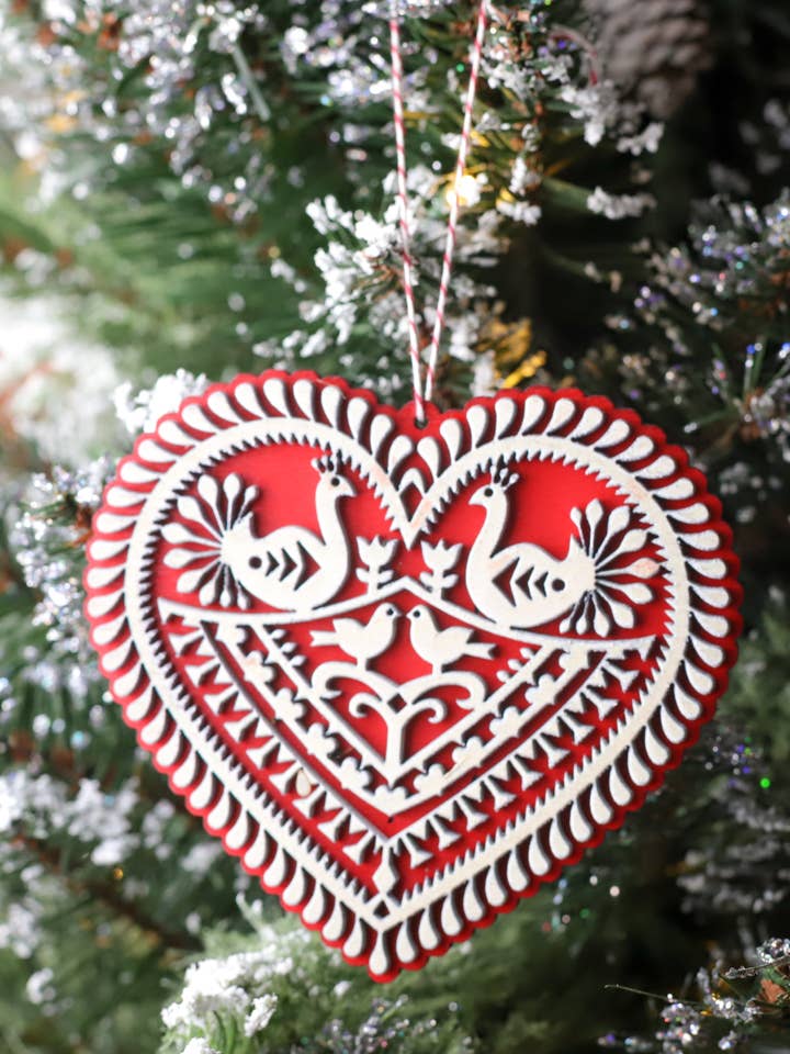 Folk Hart Christmas Ornament for wholesale by Mulberry Creative