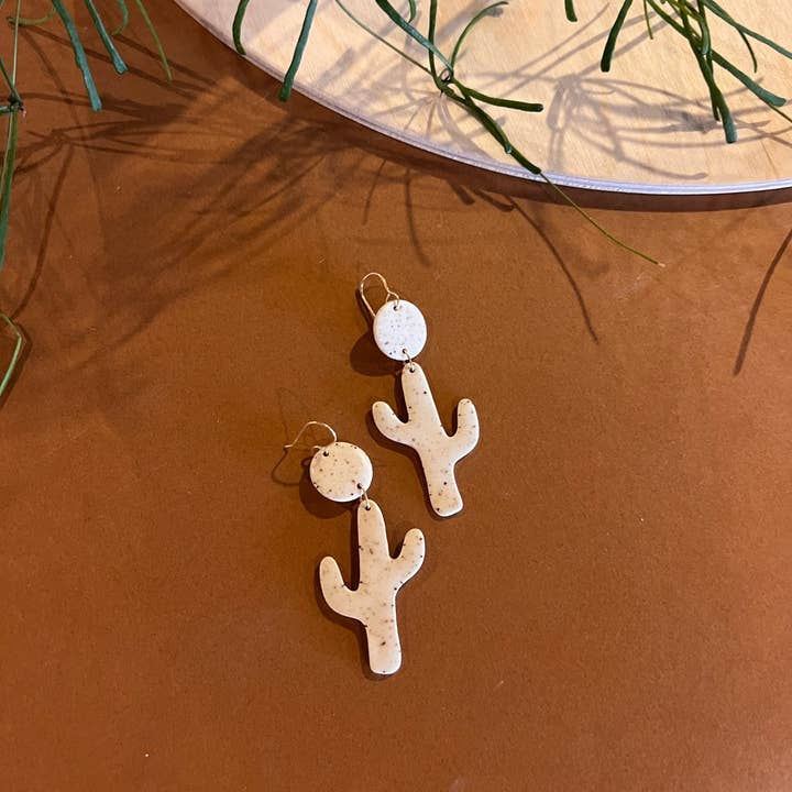 Sun + Cactus Dangle Earring for wholesale by Klei Ceramics