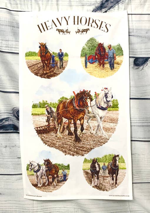 Robinson Collection - Wholesale Tea Towel - Heavy Horses. Cotton Tea Towel.1