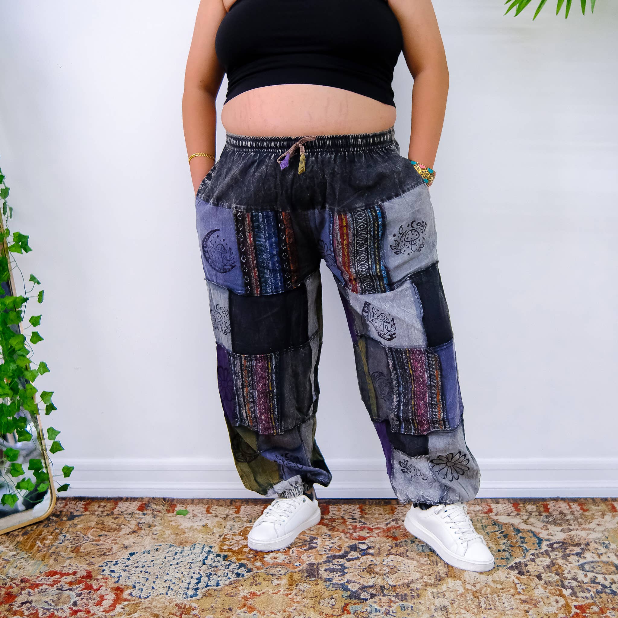 Karma Nepal Crafts – wholesale Pants – Women's – Earth tone Patchwork Tapered Joggers Pant12