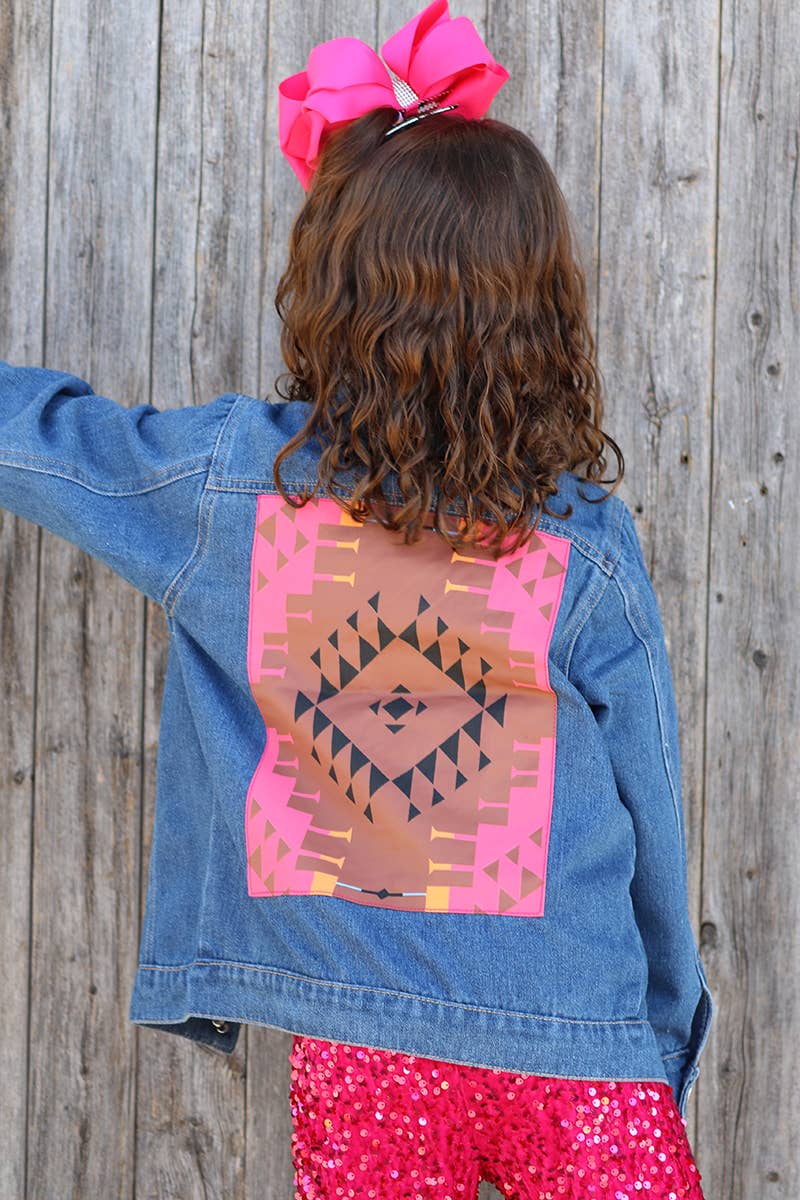 Kids Charm Online - Wholesale Denim Jacket - Kids - DENIM JACKET W/AZTEC PRINTED POCKET & BACK.TPG65153052JEANNE5