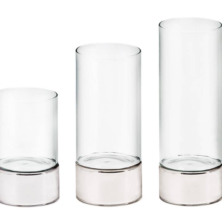 EDZARD – wholesale Ljushållare – Set med 3 Granada lyktor (höjd 15/20/25 cm), silver