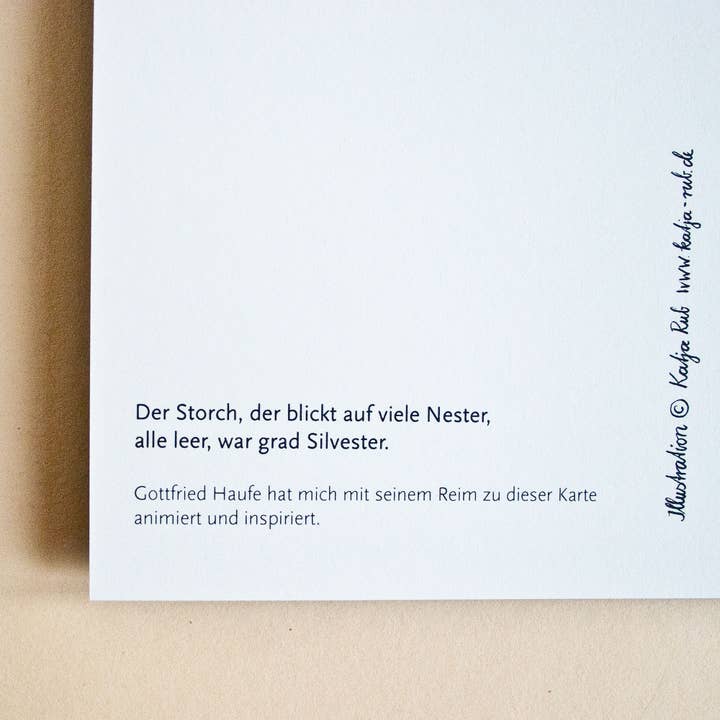 Katja Rub - Wholesale Postcard - Square Postcard Stork (with Rhyme)3