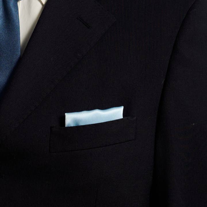 "Dapper Fold" Silk Pocket Square - Light Blue for wholesale on Faire