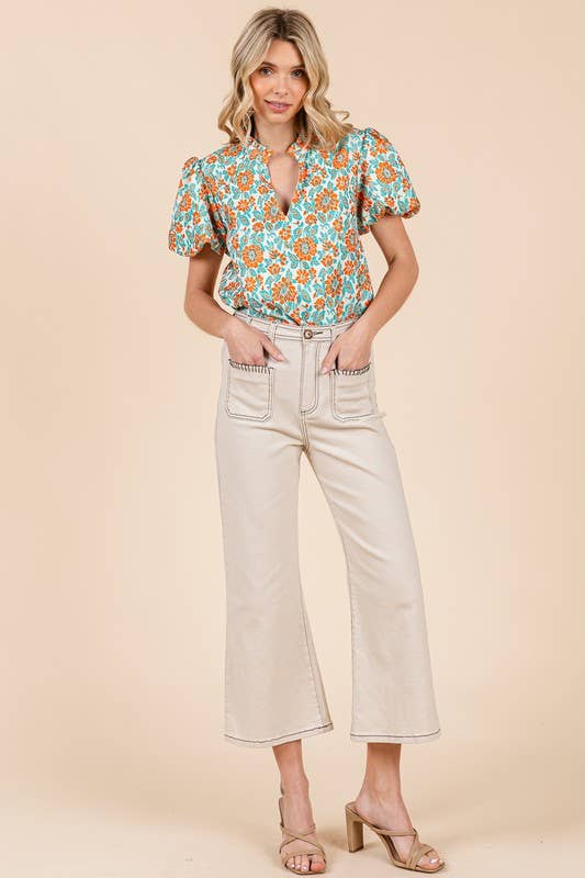 GeeGee x Lovelo - Wholesale Pants - Women's - Blanket Stitching High-Waisted Cropped Pants, OP51712.8