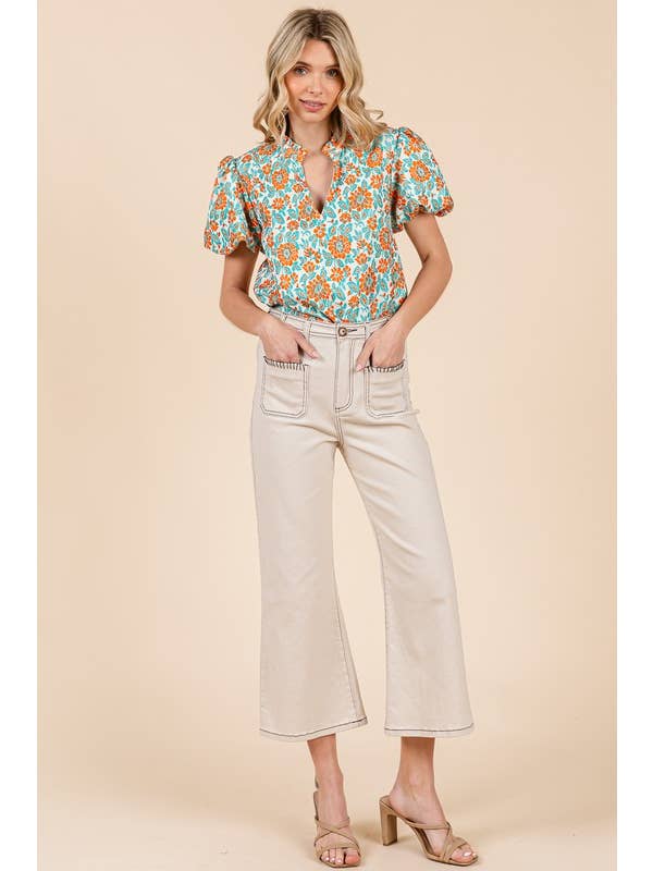 GeeGee x Lovelo - Wholesale Pants - Women's - Blanket Stitching High-Waisted Cropped Pants, OP51712.8