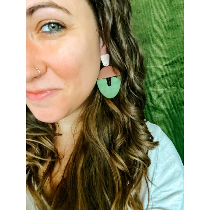 Lauren Likes Art - Wholesale Dangle Earrings - Boho Polymer Clay Statement Earrings in Earth Tones1