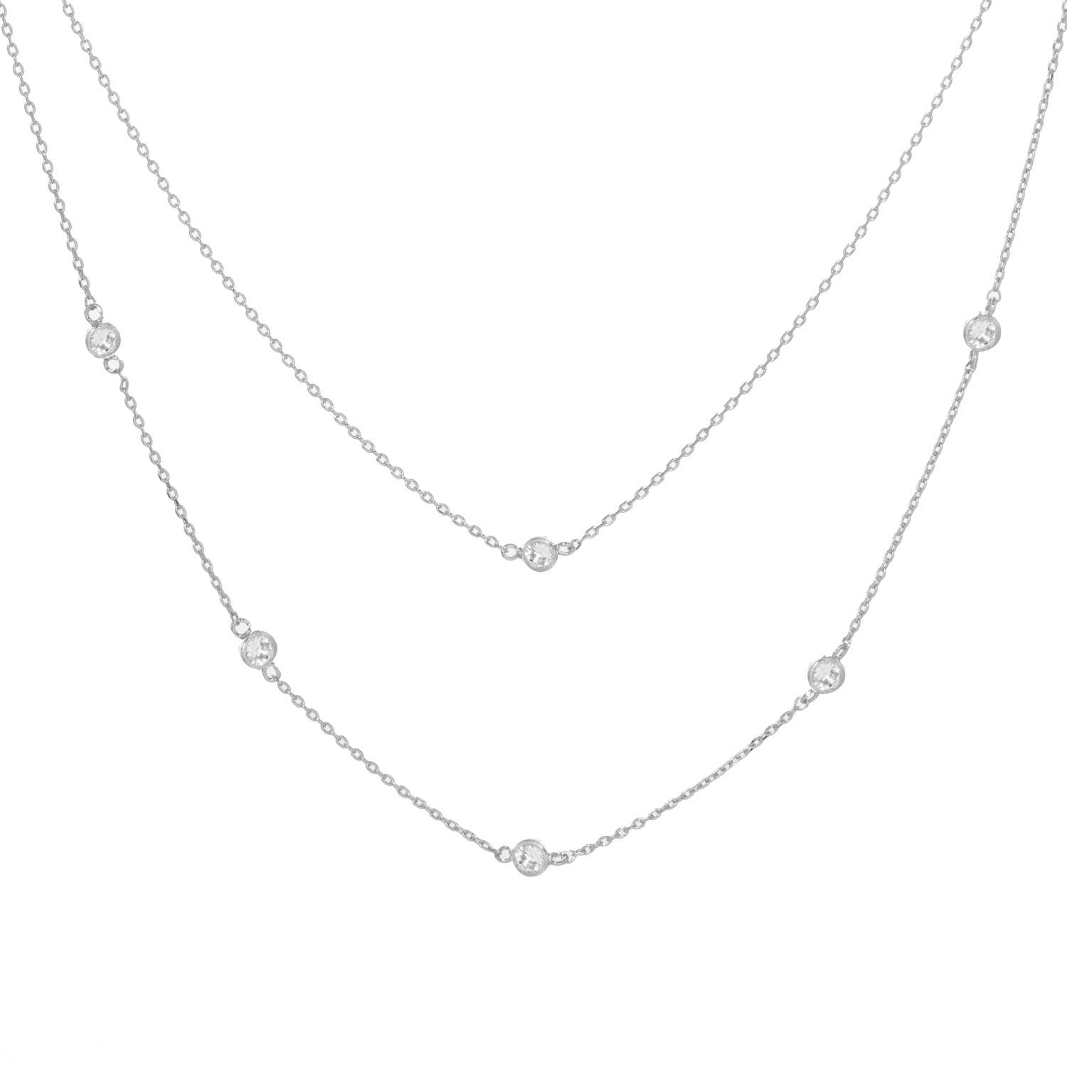 Fashion City - Wholesale Pendant/Charm Necklace - Cubic Zirconia Layered Gold Dipped Necklace1