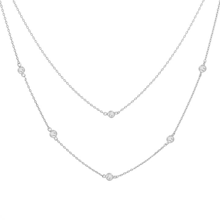 Fashion City - Wholesale Pendant/Charm Necklace - Cubic Zirconia Layered Gold Dipped Necklace1