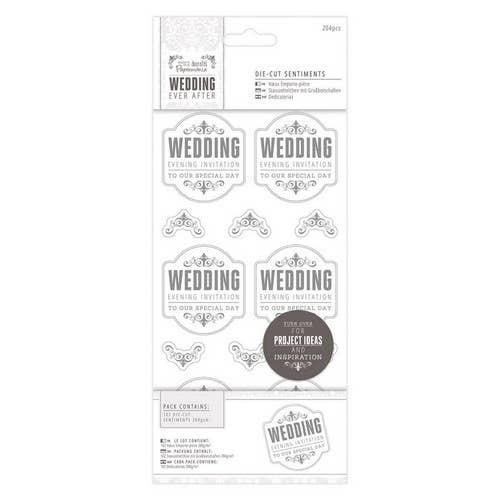 West Design Products – wholesale Craft supplies – Papermania 4 x 8"Die-cuts 204 Pieces Wedding - Silver/White