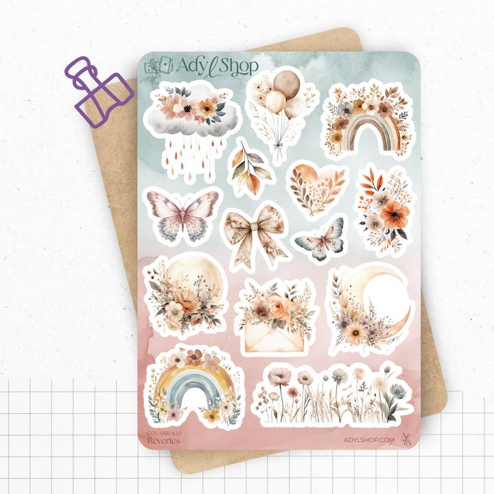 Folhas de autocolantes "Devaneios" - Autocolantes tema boémio por atacado de AdyLShop