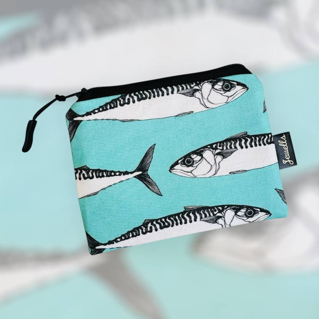 Jewells - Vente Porte-monnaie – femme - Pochette porte-monnaie en tissu maquereau de Cornouailles poisson turquoise2