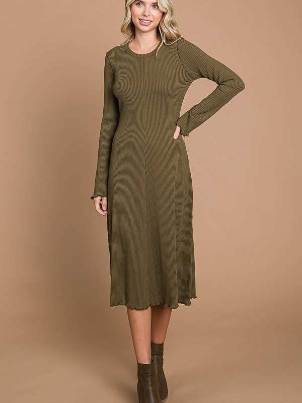 Culture Code - Wholesale Dress - Women's - CRD1903L - CREW NECK BELL SLV FLARE MIDI DRESS5