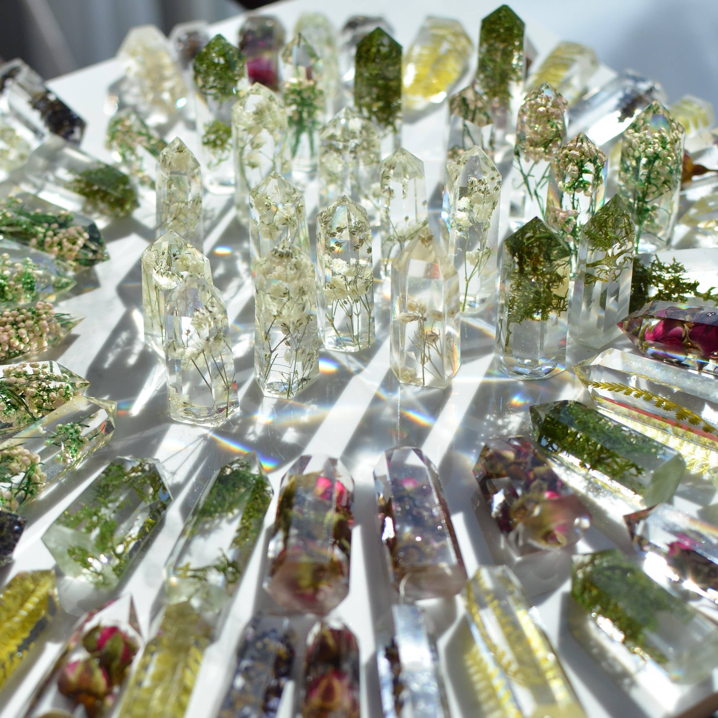 Eight Acorns Floral Preservation - Wholesale Decorative Tabletop Object - Mini floral crystal tower obelisk - desk décor8