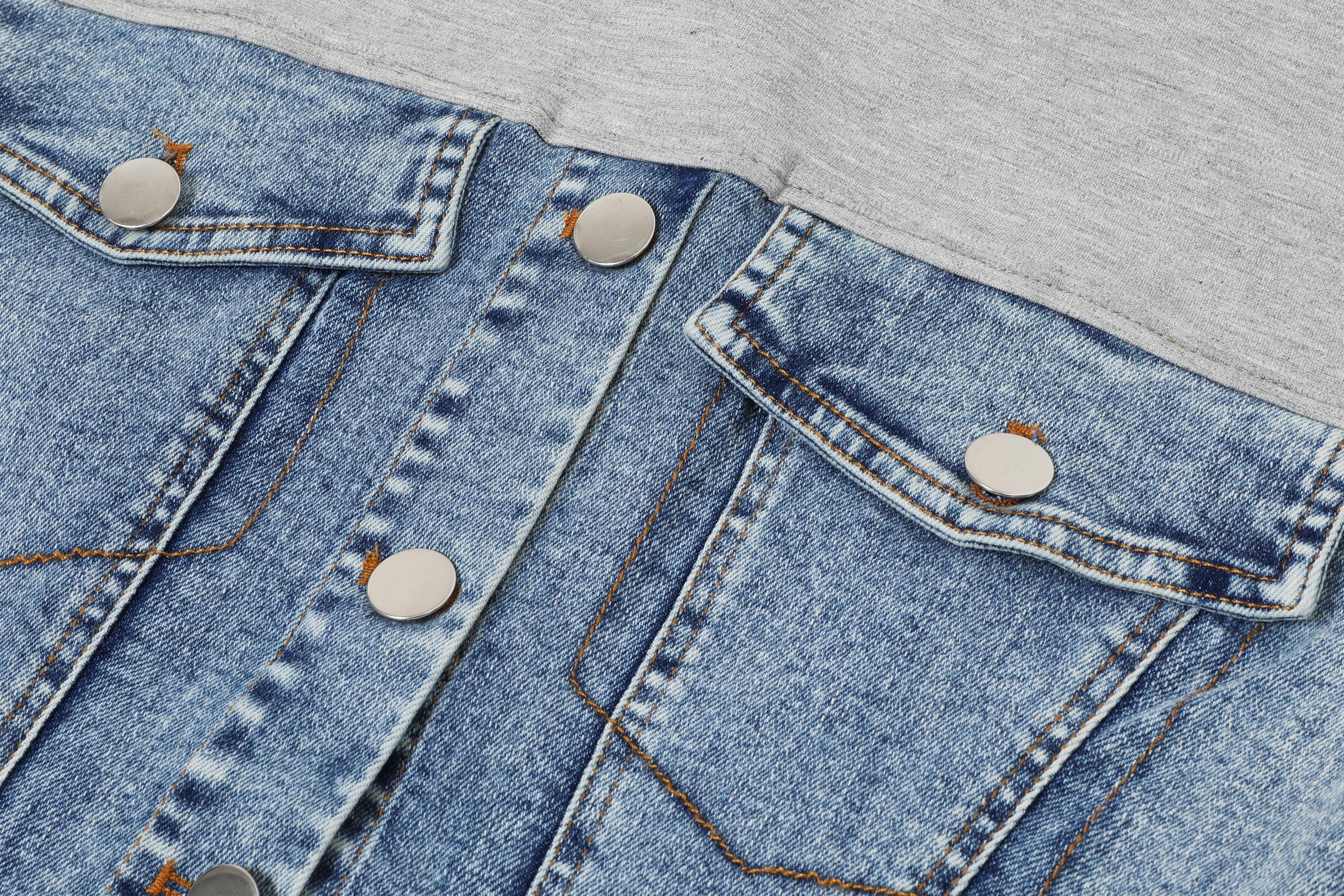 RIVIR - Wholesale Shirt - Women's - Mixed Media Denim T-shirt4