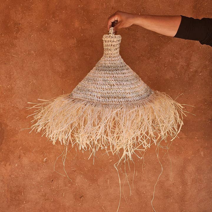 Moroccan pendant light in straw and raffia , straw lampshade for wholesale by Moroccan Natural bazaar