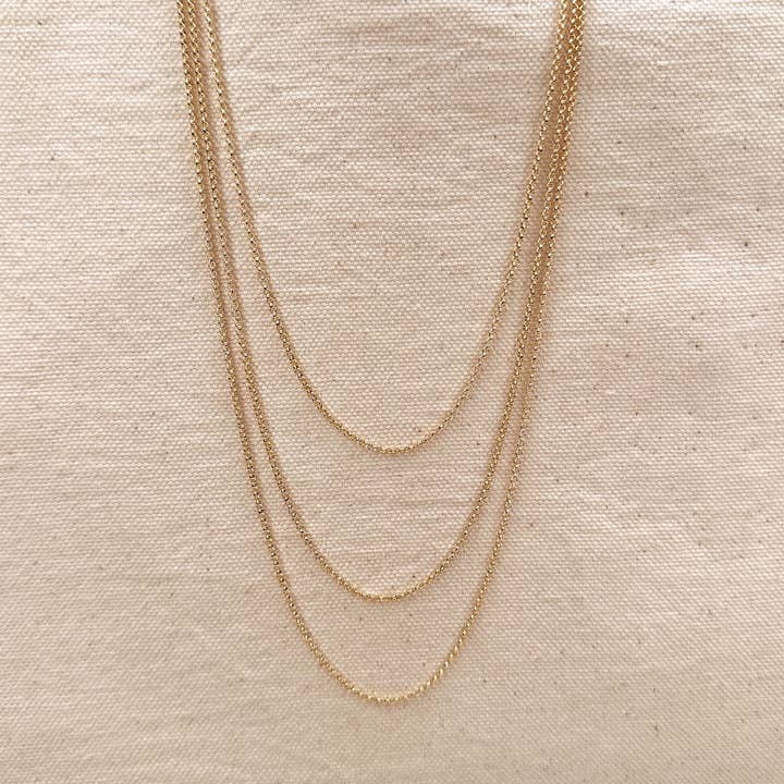 GoldFi - Wholesale Link & Chain Necklace - 18k Gold Filled 1.5mm Rolo Chain Available in 16", 18", 20",