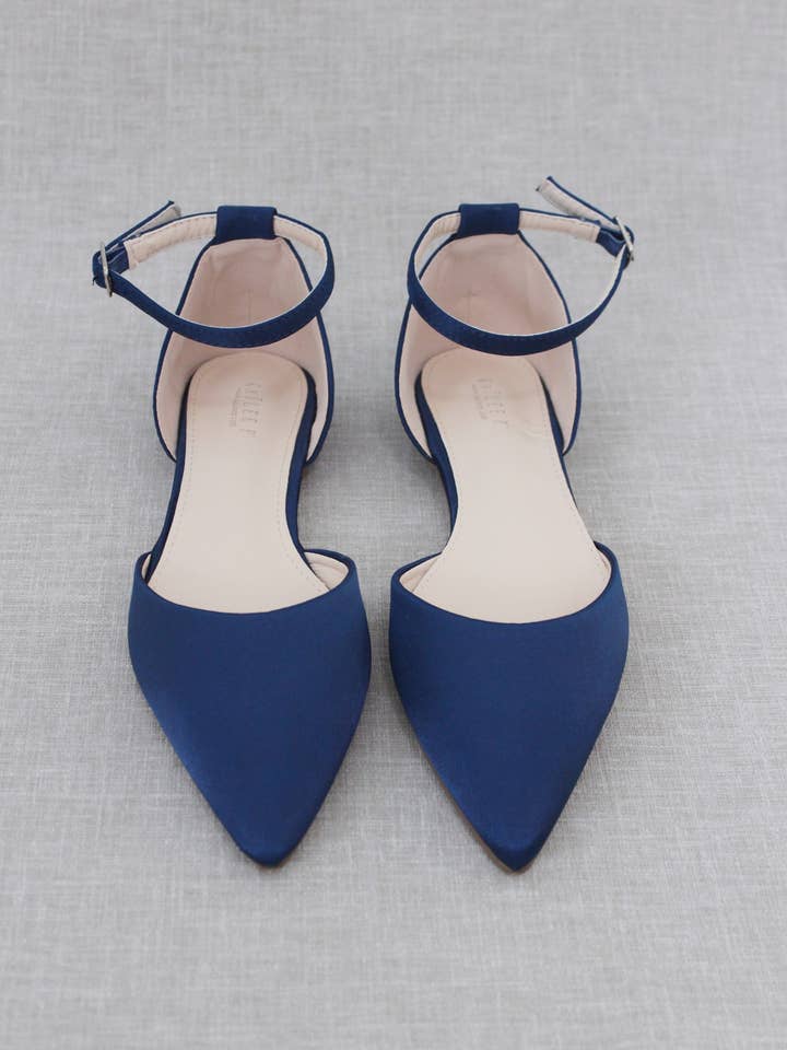 Kailee P. - Wholesale Flats - Women's - Satin Pointy Toe Flats with Ankle Strap20