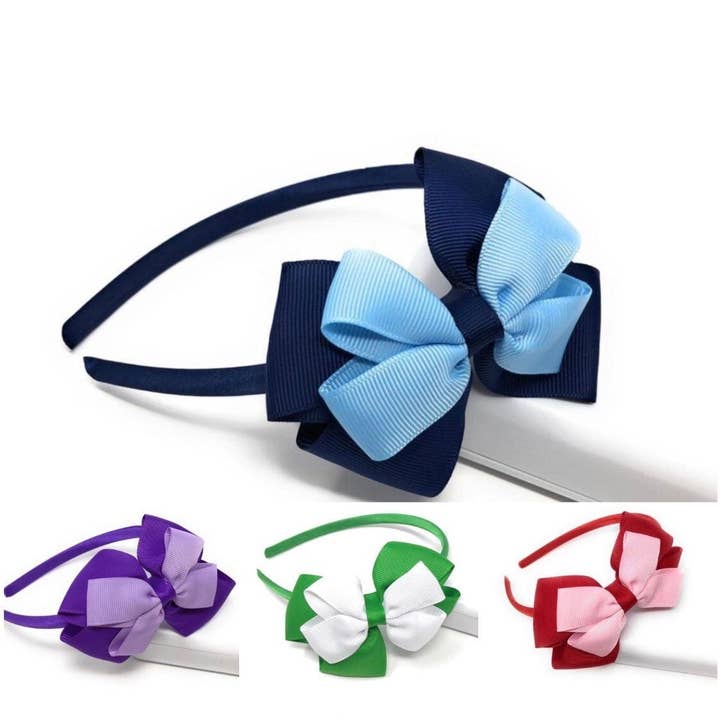 Hair Bow Hovedbøjle til piger, Hår Tilbehør til børn, Satin Foret Hård Hair Bue Hårbånd, Fødselsdagsgave og fest favoriserer, 1 stk for engroshandel hos Akstar Gems