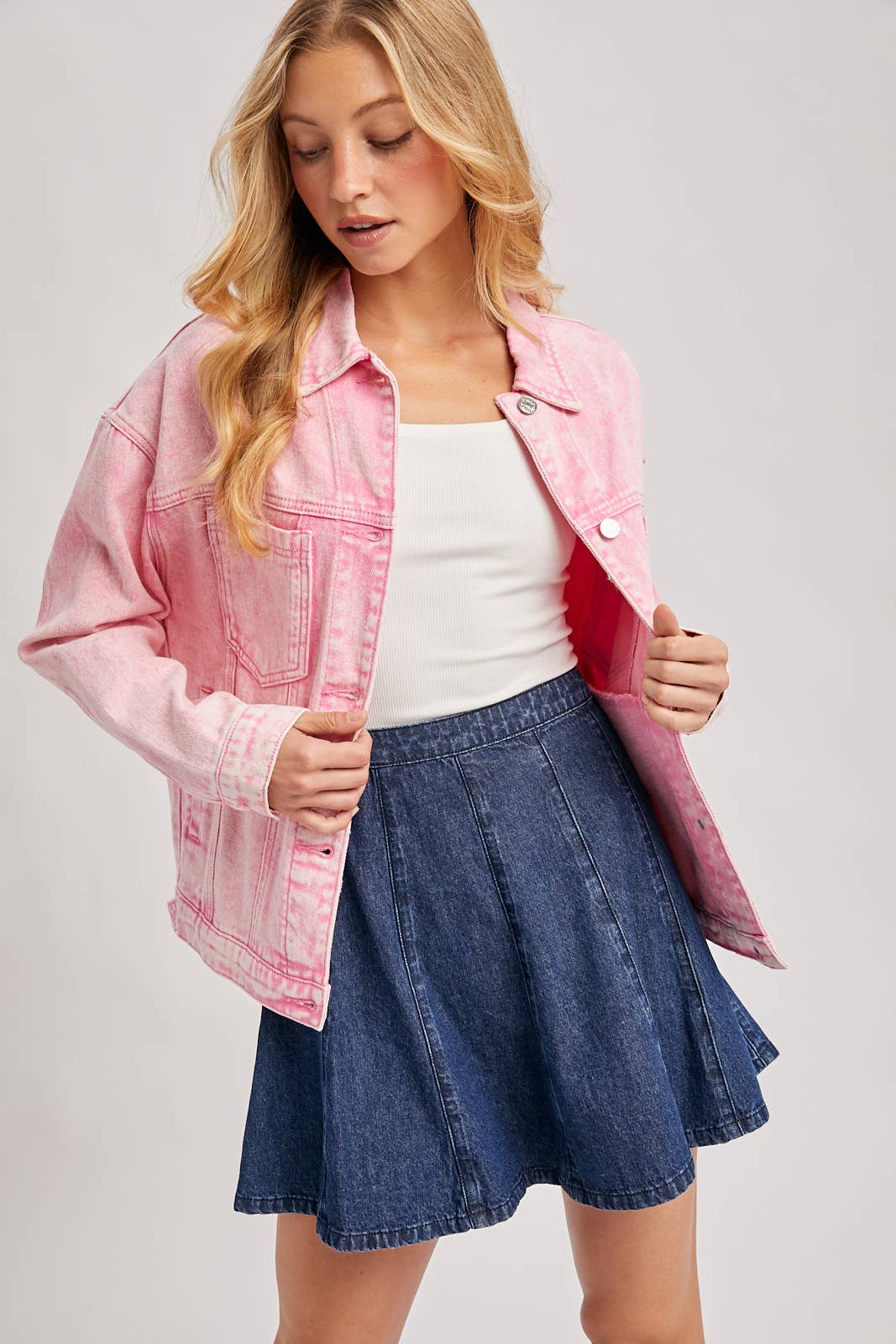 Bluivy - Venta al por mayor Cazadora vaquera - Mujer - Chaqueta oversized de mezclilla con botones28