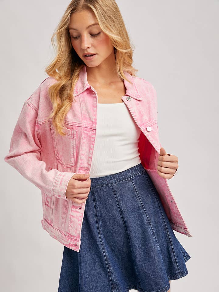 Bluivy - Venta al por mayor Cazadora vaquera - Mujer - Chaqueta oversized de mezclilla con botones28