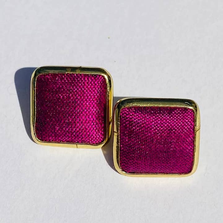 Earrings - Silk & Brass Square for wholesale by Marigold Collective