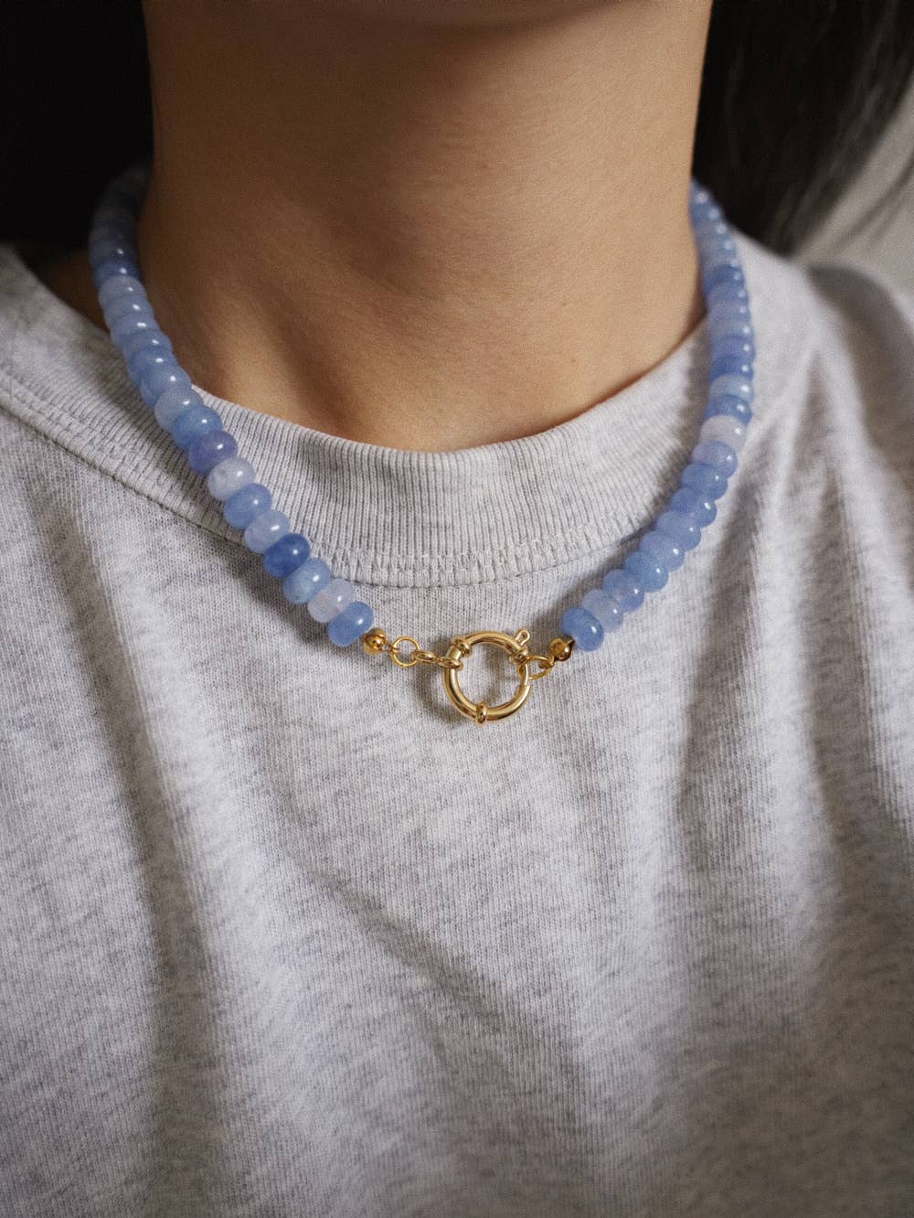 Orore bijoux – Engroshandel Perlehalskæde – Collier Hallie - Lyseblå2