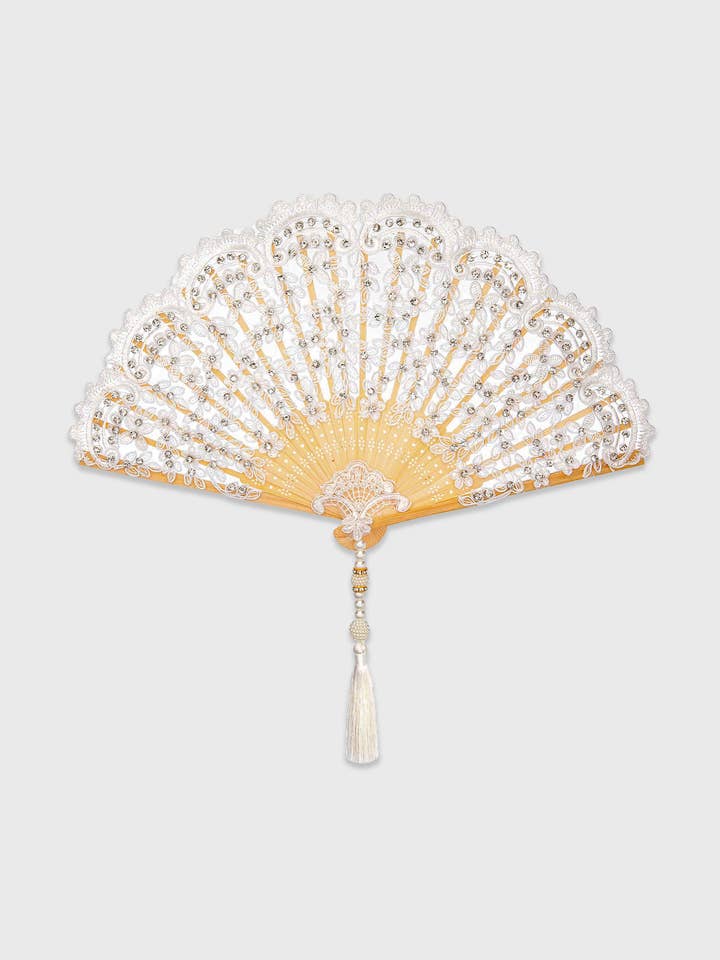 Floral Non-Foldable Tassel Fan for wholesale by BABEYOND