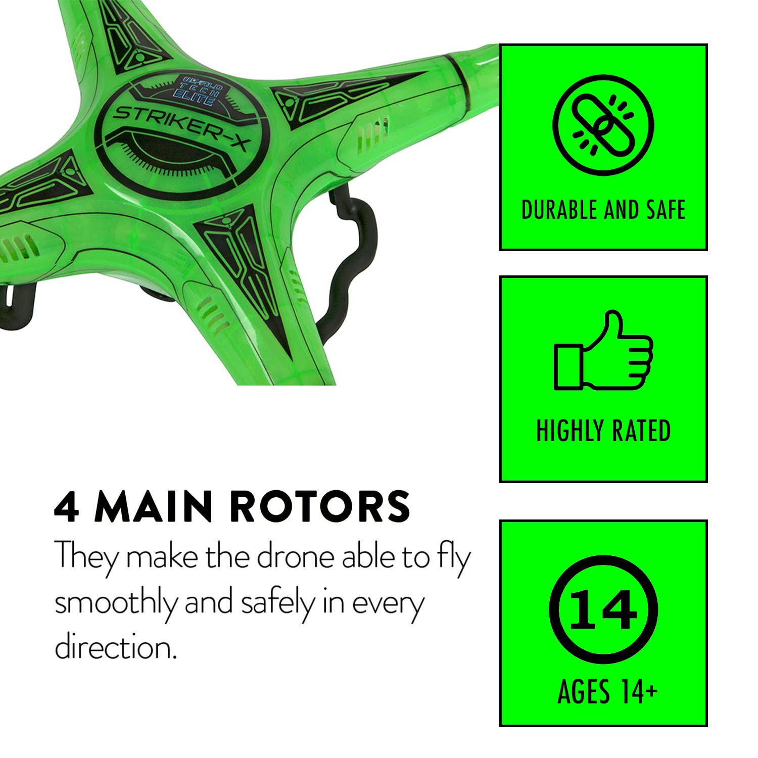 World Tech Toys - Wholesale Electronic Toy - Kids & Baby - Striker-X Glow-In-The-Dark 2.4GHz 4.5CH RC HD Camera Drone4