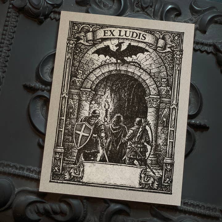 Exploration de donjon, Ex-libris en papier gommé fantastique pour la vente par Ebon et Noir LLC