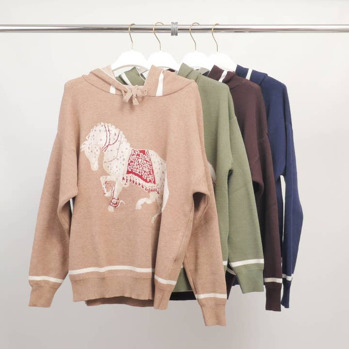 Cecile Wang - Wholesale Hoodie - Women's - Hoodie with horse pattern in soft knit – MSJ769205