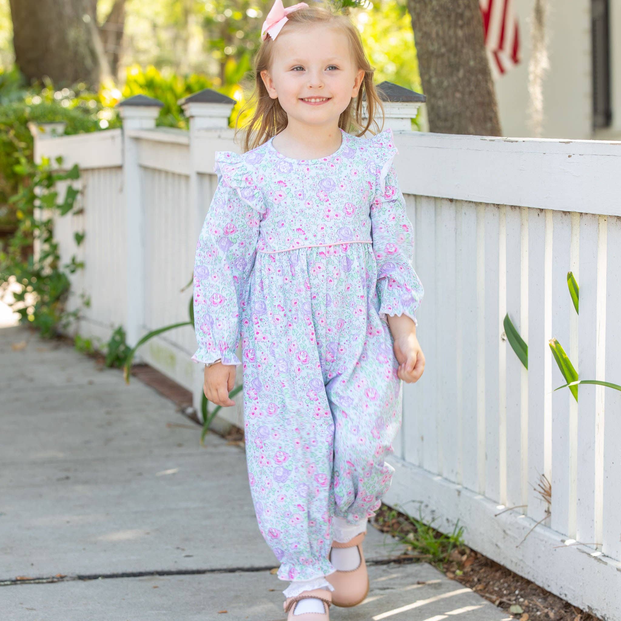 Shrimp and Grits Kids - Wholesale Jumpsuit - Baby - Girls Bubble - Posy Petals2