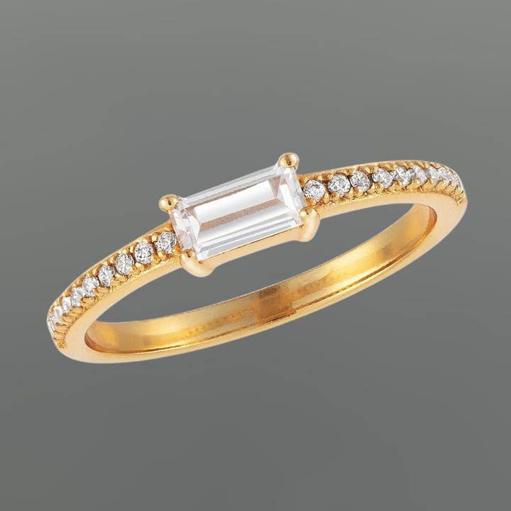 Gold Baguette CZ Pflaster Ewigkeit Ring für den Großhandel von Something Silver