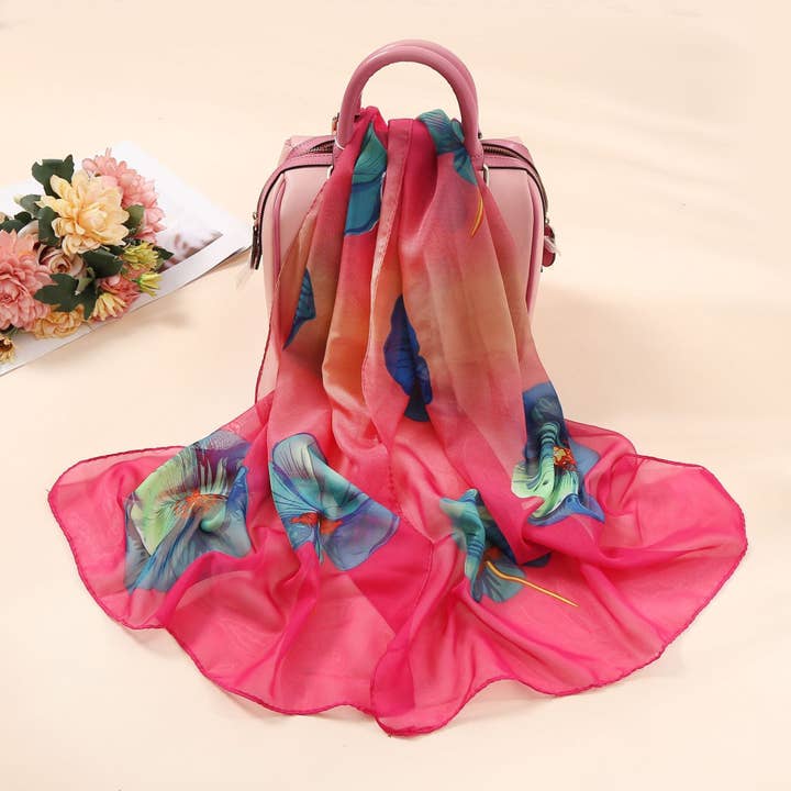 SALINA TRADING INC - Wholesale Scarf – Women's - Elegant Women Long Flower Printing Scarf23