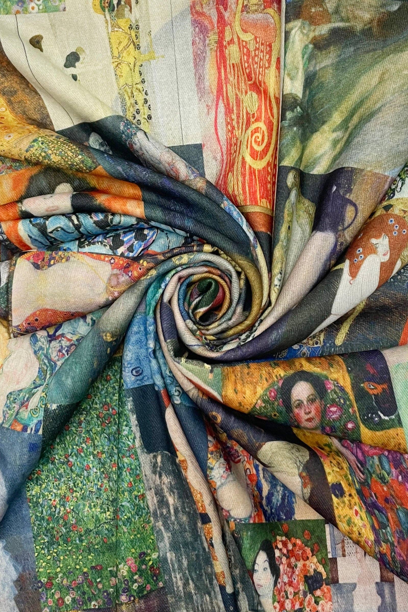 Multi Picasso Woman In Red Art Print Reversible Wool Tassel Scarf for wholesale on Faire3