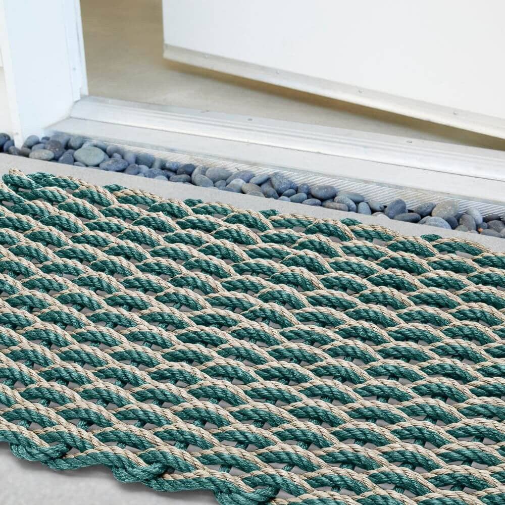Wicked Good Doormats - Wholesale Door Mat - Lobster Rope™ Outdoor Doormat: Spruce & Sand Double Weave1