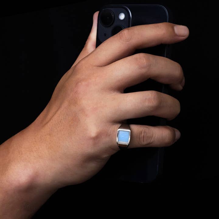 Square Blue Lace Agate Ring - Silver for wholesale on Faire1