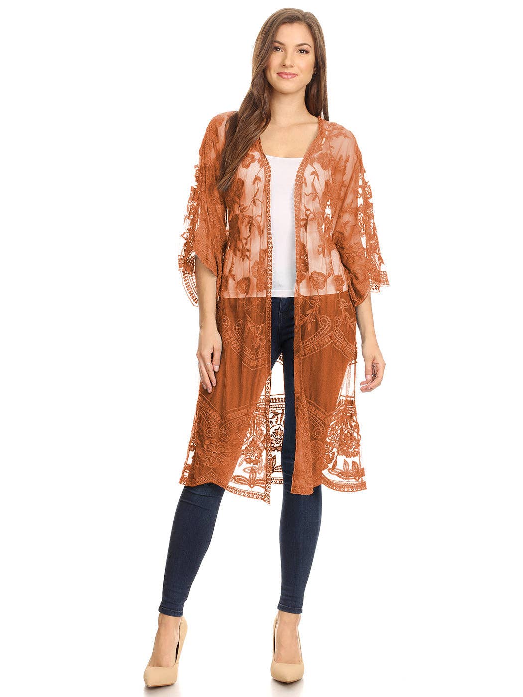 Anna Kaci Wholesale - Wholesale Kimono - Women's - Embroidered Floral Butterfly Kimono Cover Up Cardigan15